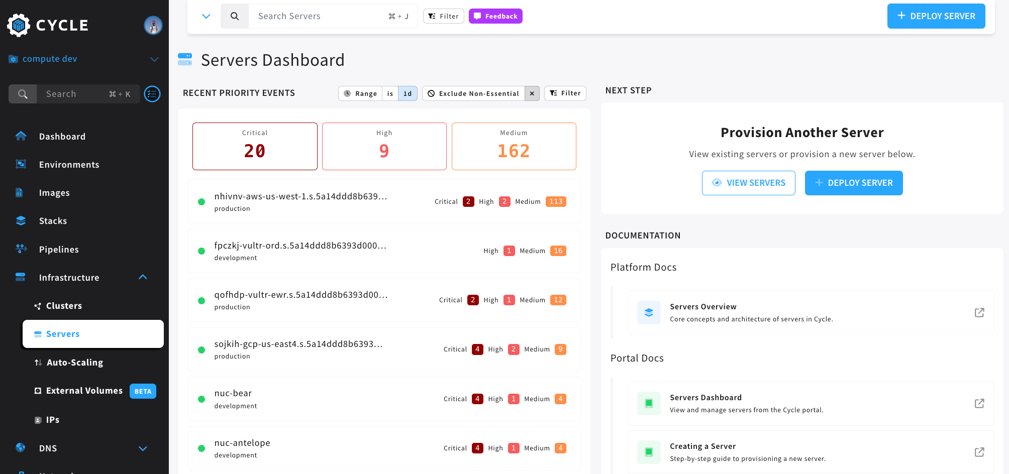servers navigation