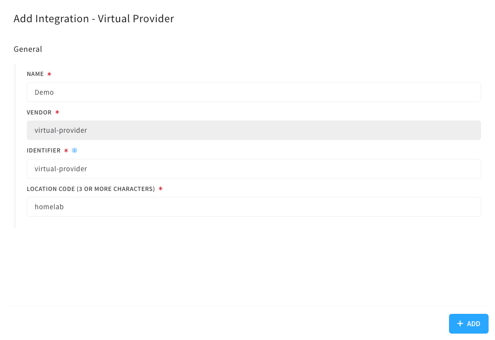 virtual provider create form