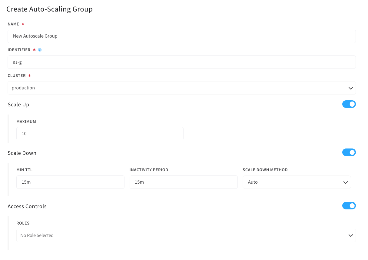Auto-Scaling Create Form