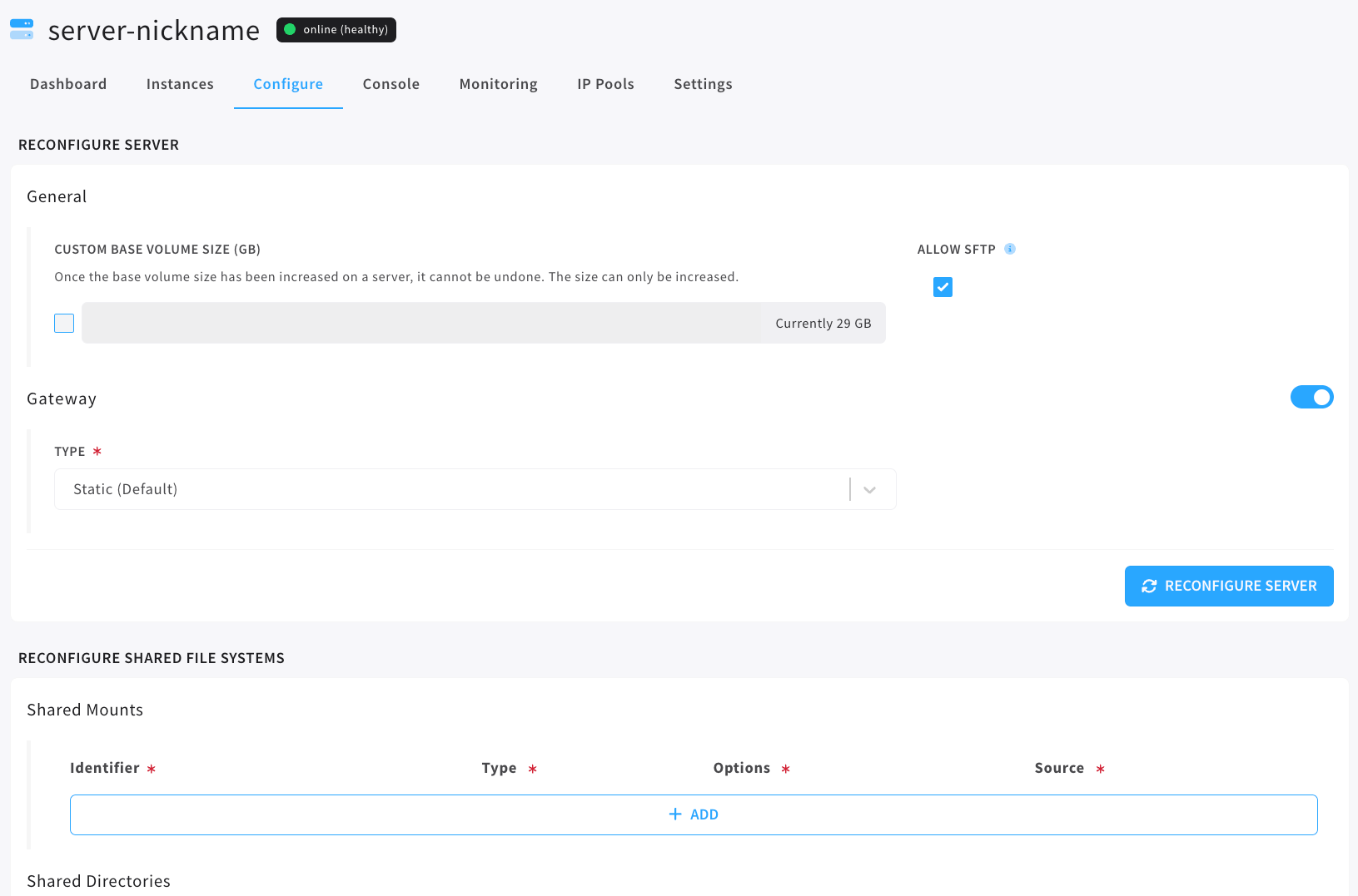 servers navigation
