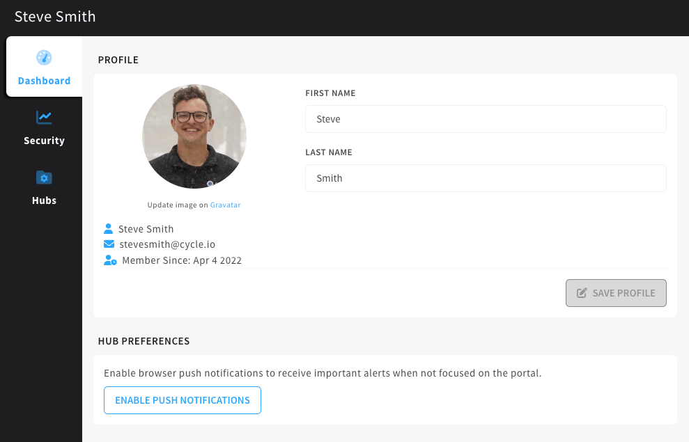 account dashboard