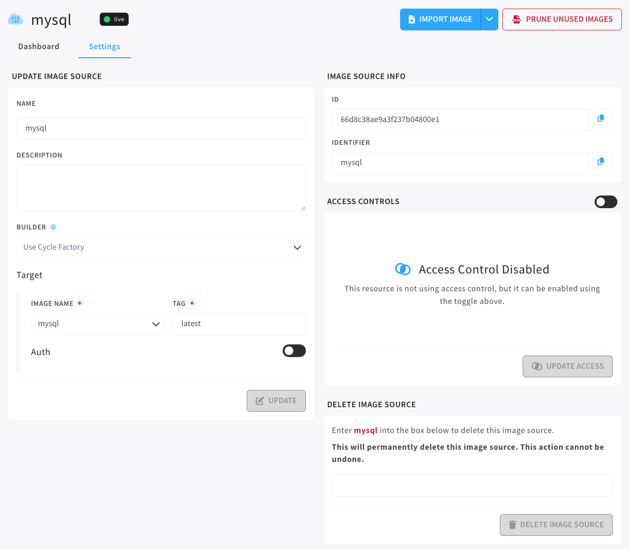 image source settings