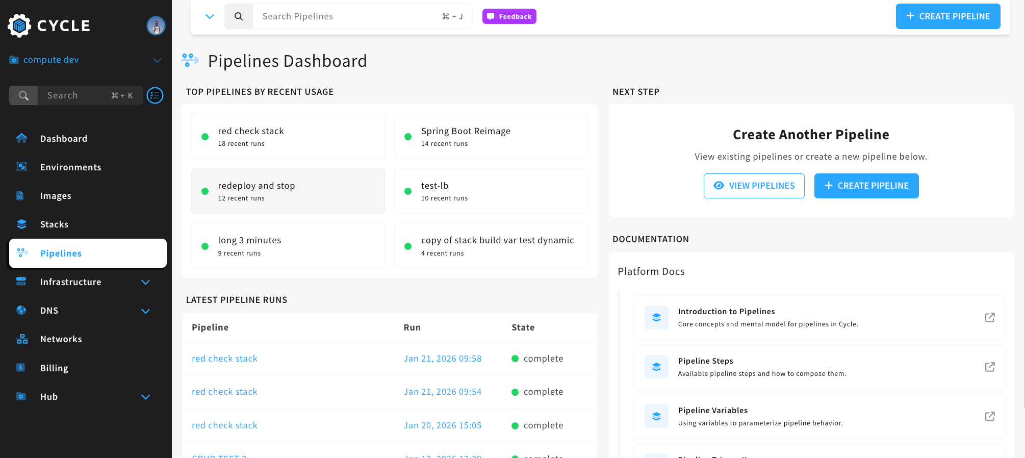 pipelines navigation