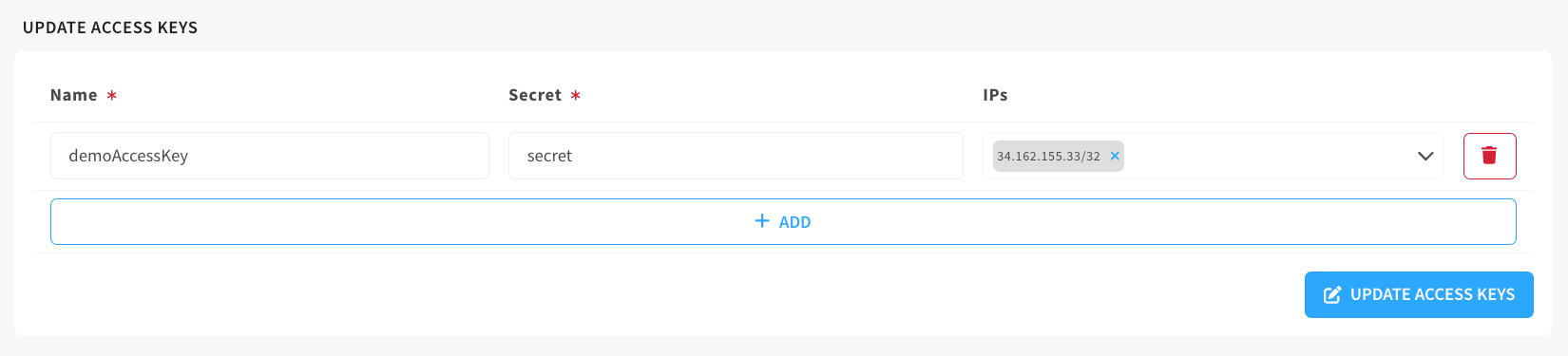 update access keys