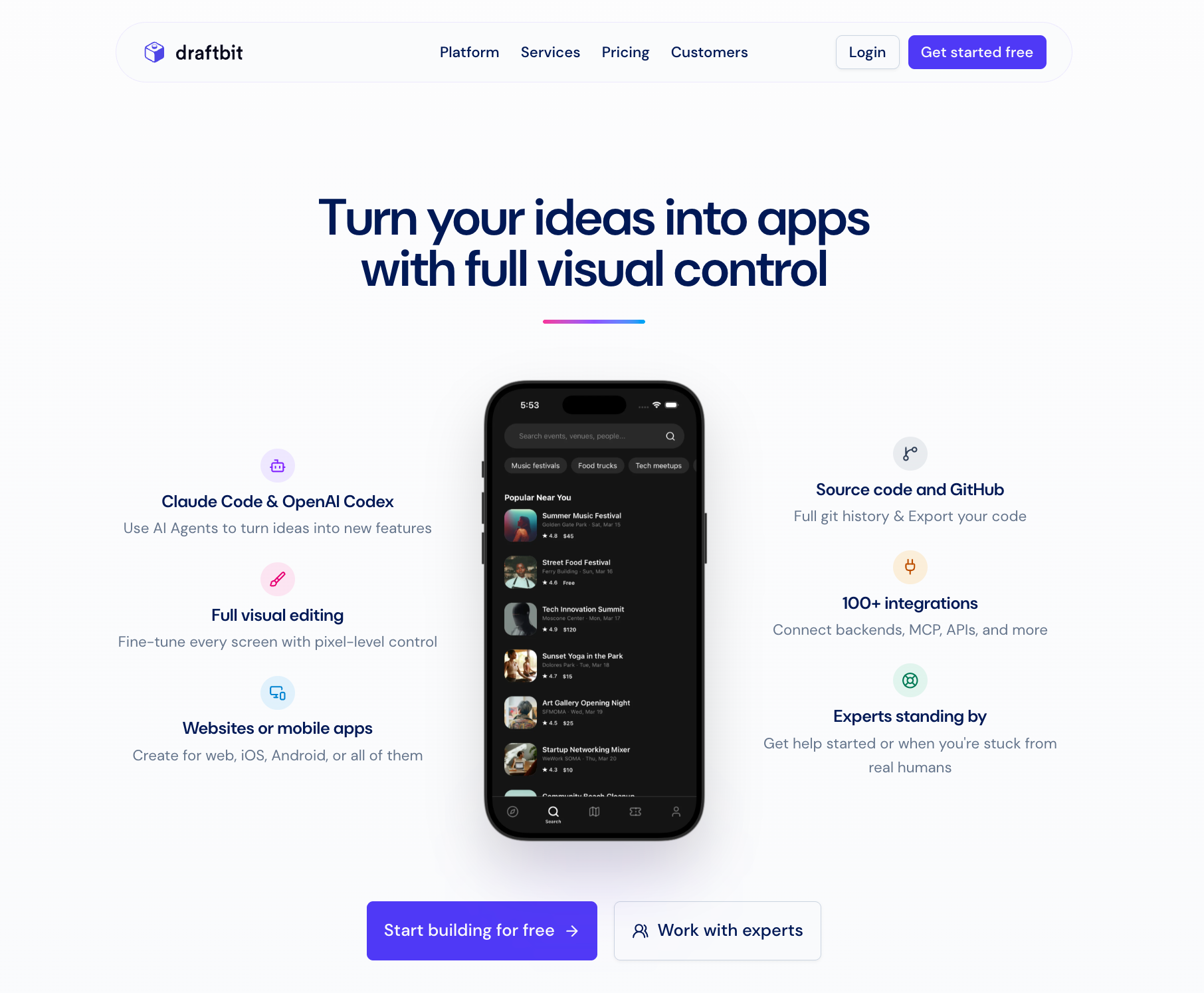 Image showing a screenshot of the Draftbit website