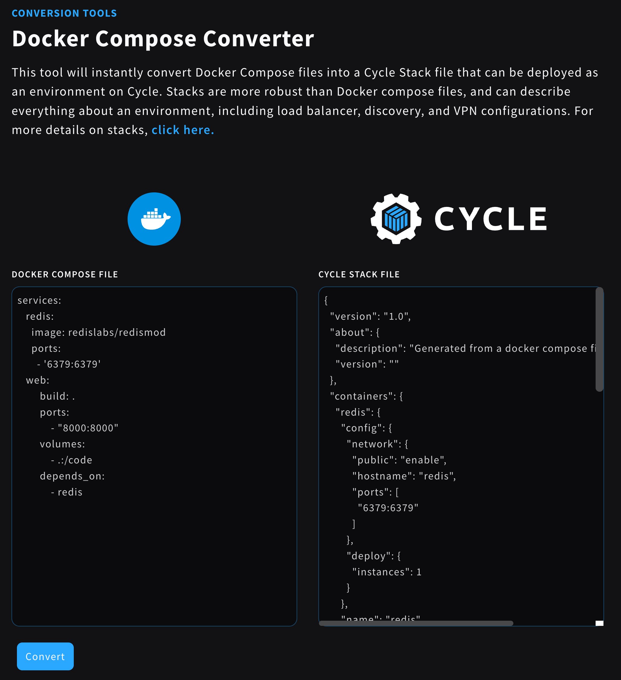 Docker Compose converter