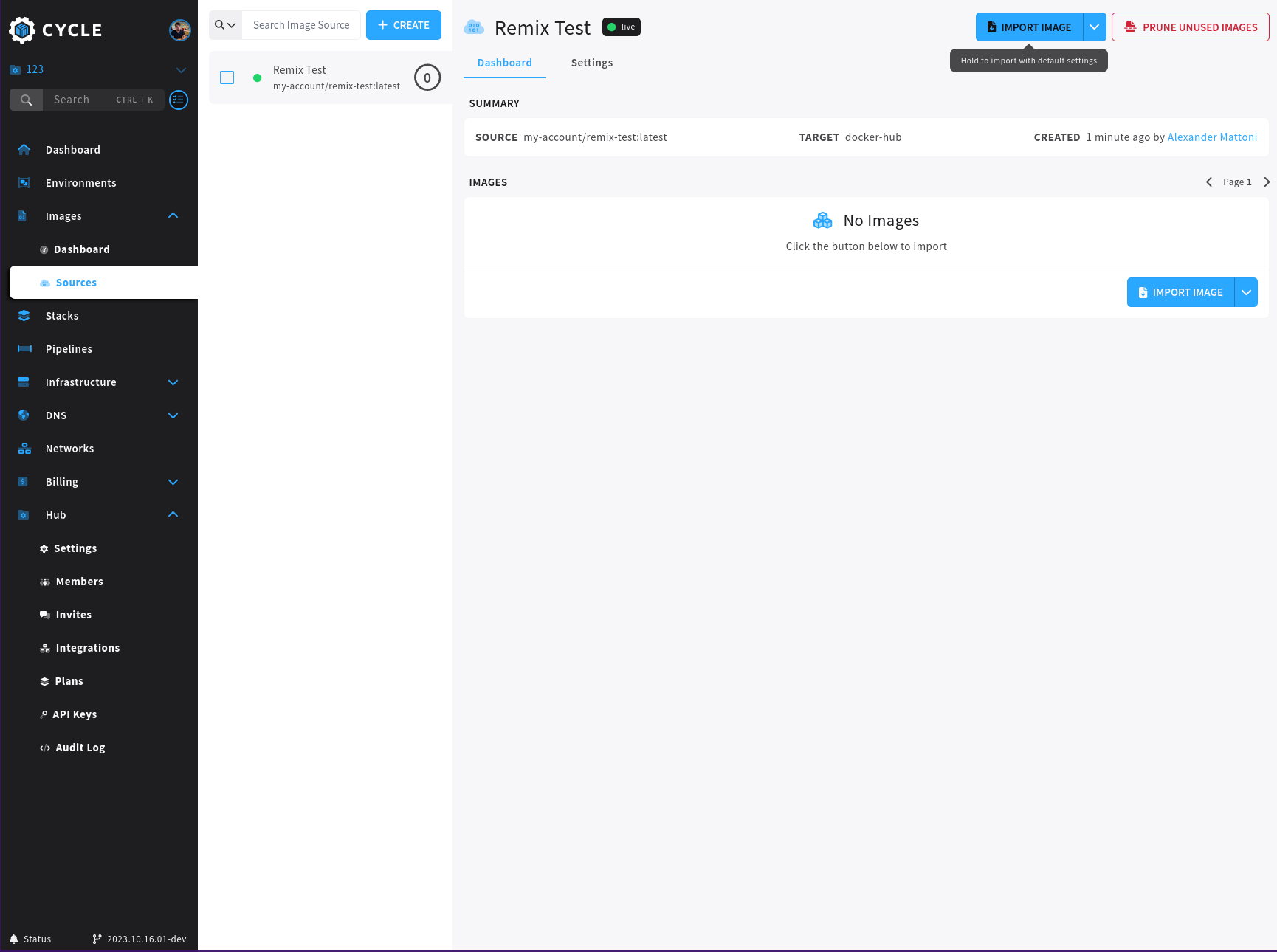 Import image step in Cycle portal
