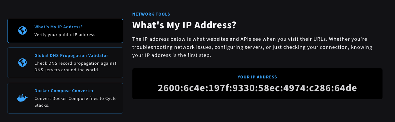 What's my IP tool