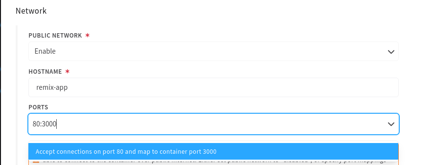 Port mapping configuration in Cycle portal