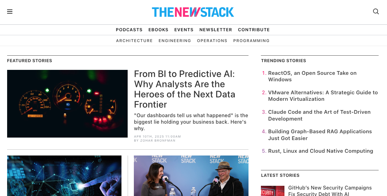 The New Stack landing page.