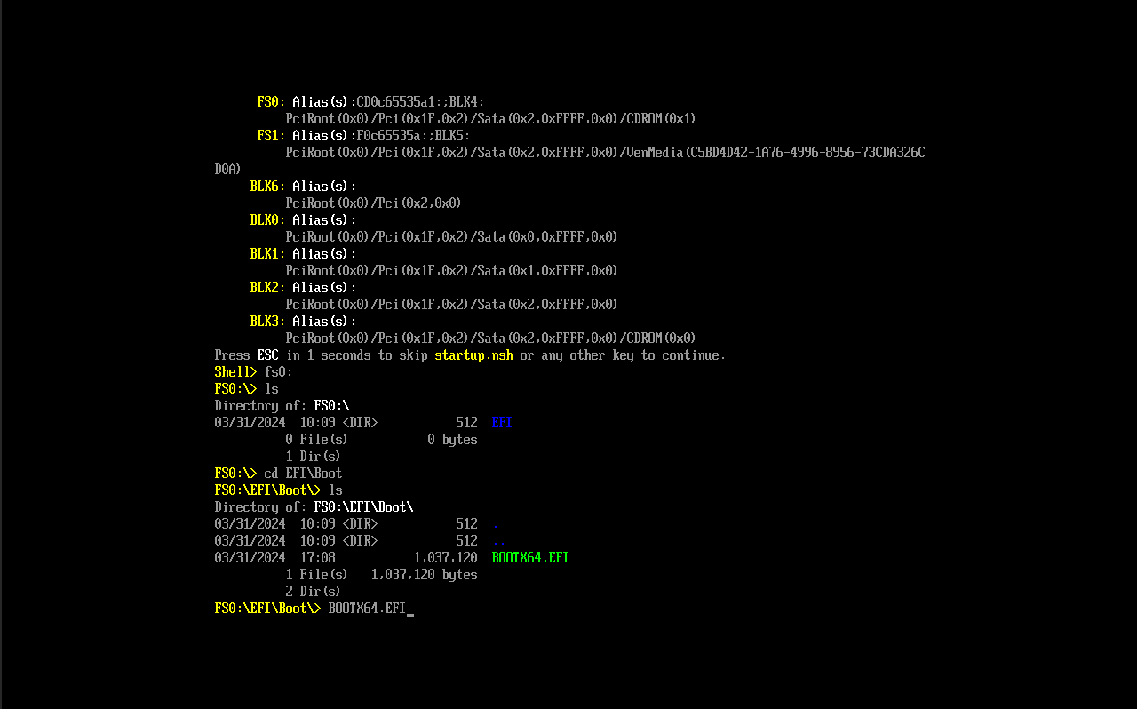 shows execution steps to launch executable used to boot windows